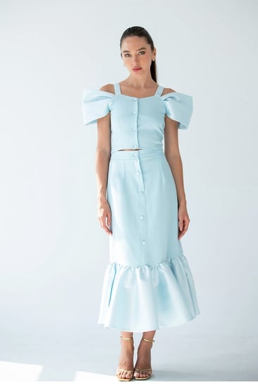 Offshoulder top with peplum skirt