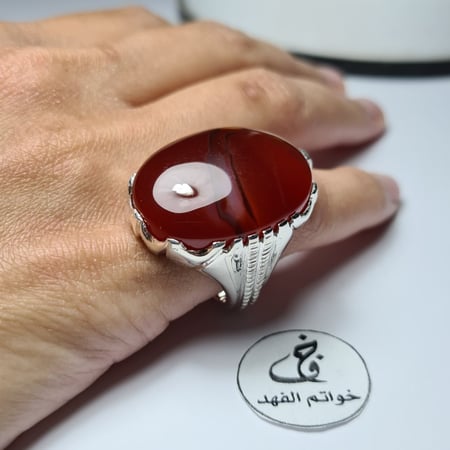 طاد خواتم مجوهرات خاتم فضه ملكي فتخه فخم بحجر عقيق يمني طبيعي اخبار