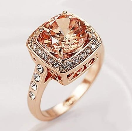 خاتم نسائي مطلي بالذهب مقاس 7.25 أمريكي