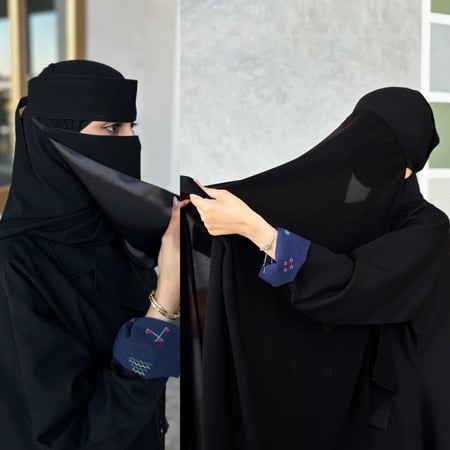 نقاب حرير وسط بربطه +طرحه بندانه