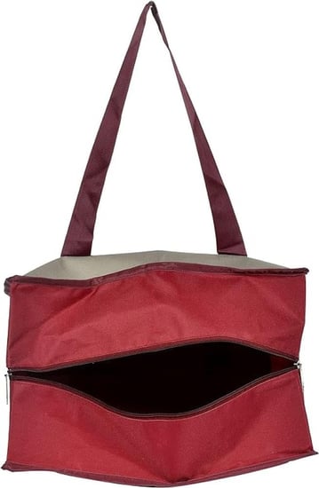 حقائب تسوق للبقالة مع ايدي معززة من فن هومز من 3 قطع خمري ورمادي