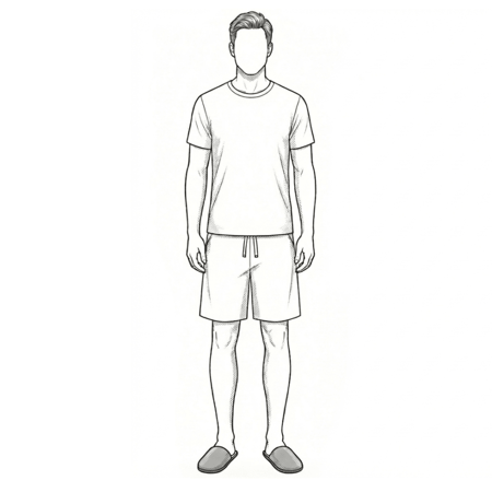 ملابس نوم رجالية باكمام قصيرة -  زيتي فاتح