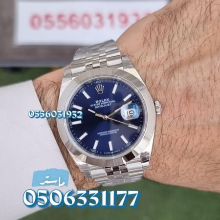 ساعة رولكس ديت جست رجالي ماستر مع مينا أزرق و سوار جوبلي