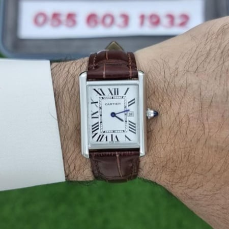 ساعة كارتير تانك جلد بني