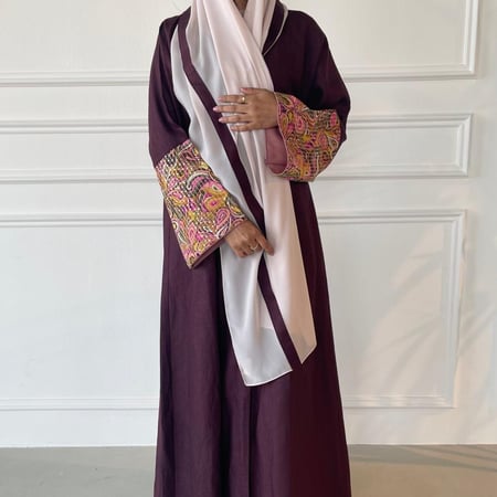 عباية لينن مع قطن مطرز | عودي