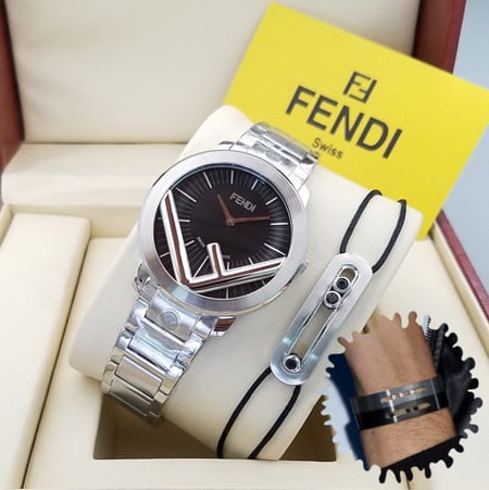 ساعة واسوارة فيندي رجالي