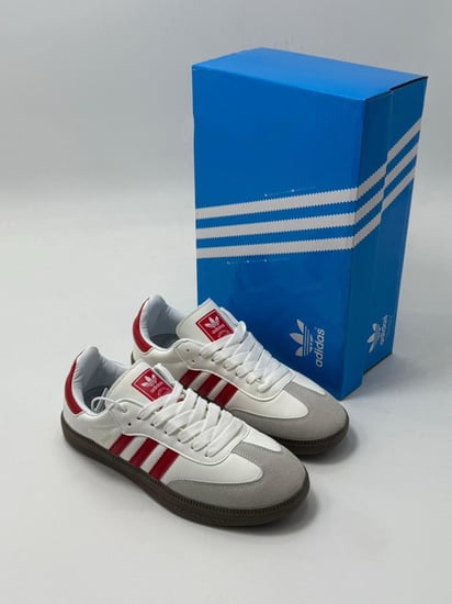حذاء نسائي رياضي – ستايل Adidas (أبيض × أحمر)
