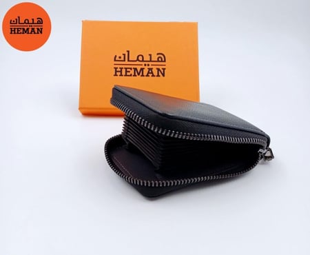 محفظة بطاقات بسحاب جلد هيمان