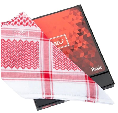 شماغ البسام بيسك (لون احمر غامق )