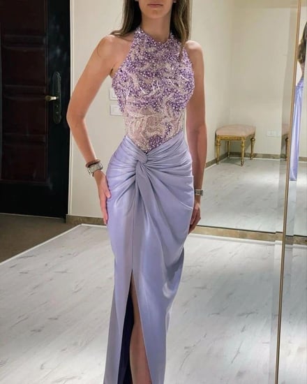 فستان القماش كريب حرير +كلفه + لولو +خرز