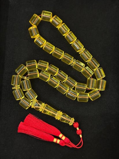 سبحة كهرمان طبيعي شفاف كلنغرادي - حجر السلطان ولك من الاسم نصيب