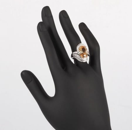 خاتم نسائي مطلي بالفضة ومزين بالزركون الكوبي مقاس 8 أمريكي