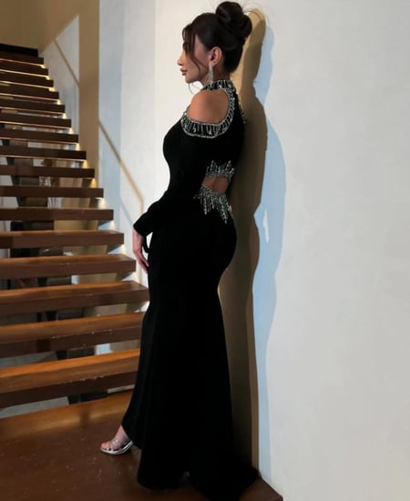 فستان كريب استرتش تطريز /Mair Fashion