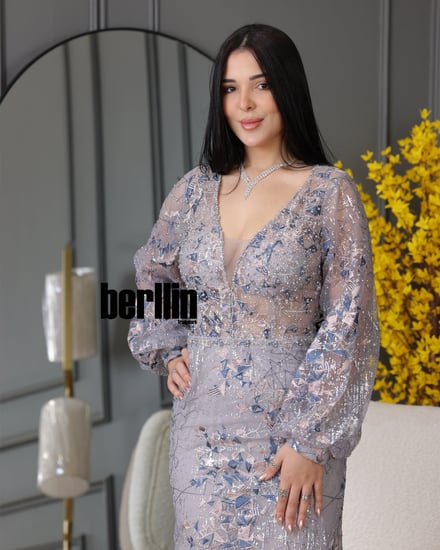 فستان سهرة نسائي نمط مرميد بكم طويل