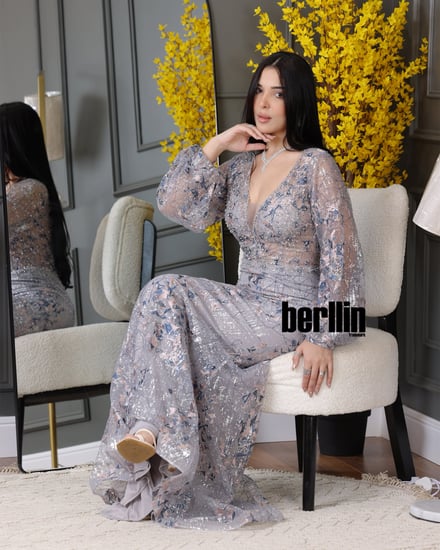 فستان سهرة نسائي نمط مرميد بكم طويل