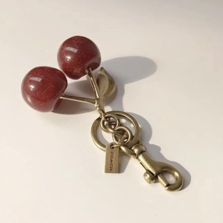 Brass Red Apple Cherry Bag Charm