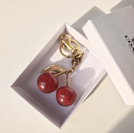 Brass Red Apple Cherry Bag Charm