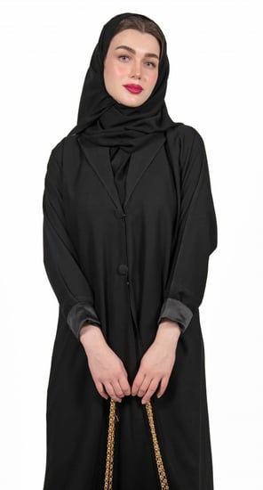 عباية سوداء بتصميم معطف