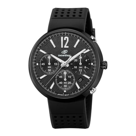 ساعة Newday الرجالية ND2132 – تصميم رياضي دائري بسوار سيليكون كوارتز كرونوغراف ياباني