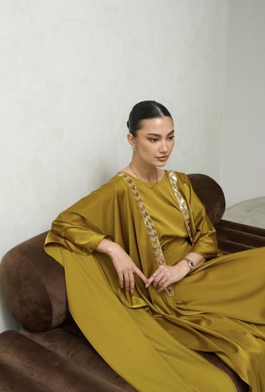 جلابية كريب حرير راقية كموني