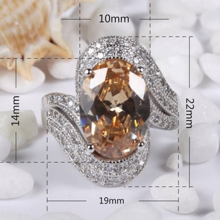 خاتم نسائي مطلي بالفضة ومزين بالزركون الكوبي مقاس 8 أمريكي