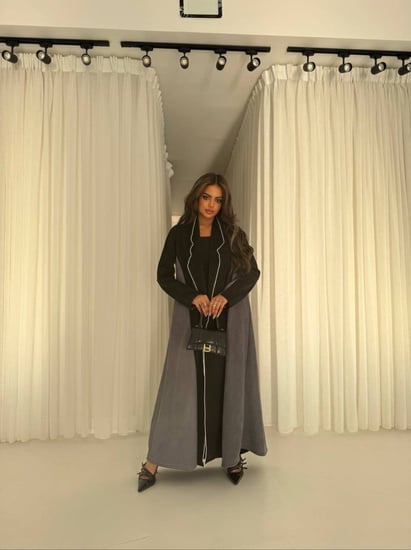 عباية شتوية بليزر رمادي مع اسود