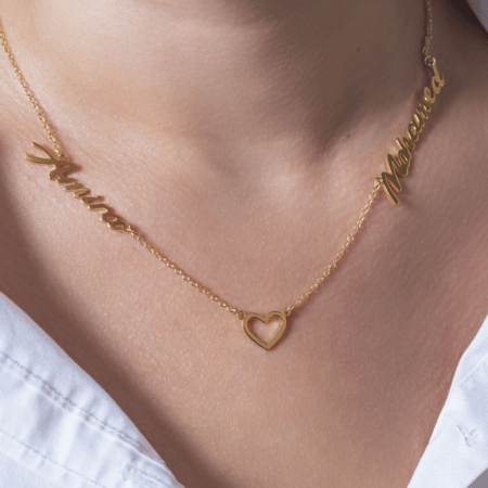 سلسال اسمين مع قلب - متجر مون