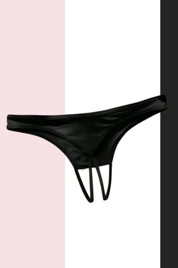 كيلوت اسود مغري للزوجين مفتوح من الاسفل