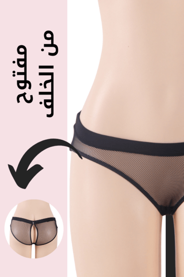 لانجري مفتوح من الخلف كيلوت سكسي اسود ملابس اغراء