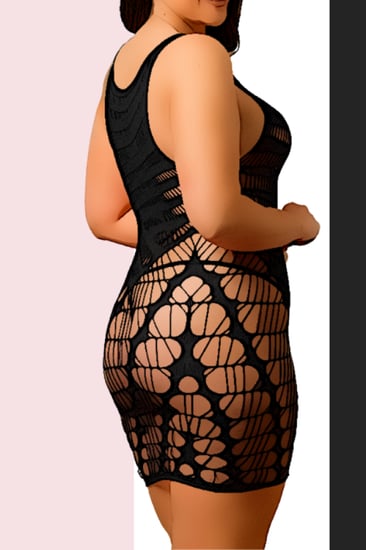 لانجري أسود شبكي ناعم سهل التمزيق