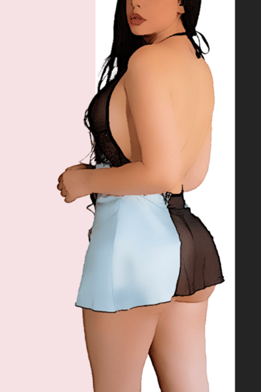 فستان لانجري ازرق بقصة V عميقة وظهر مكشوف