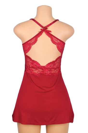 قميص نوم خمري دانتيل مكشوف الظهر