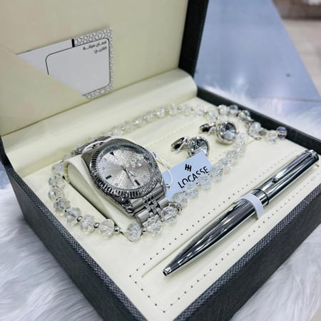 طقم ساعة وقلم وكبك وسبحة