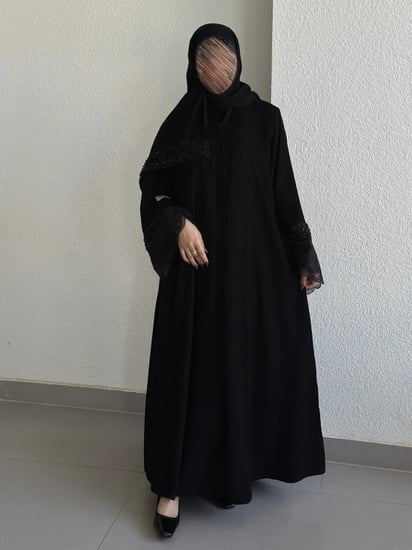عباية كلوش قماش(ملكي)باكمام شك