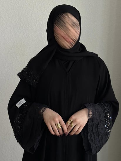 عباية كلوش قماش(ملكي)باكمام شك