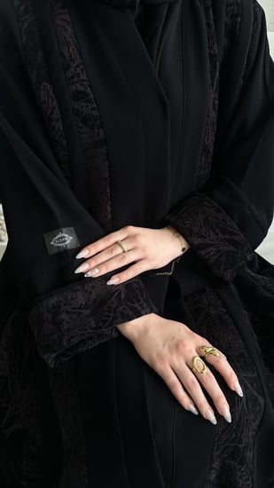 عباية كلوش قماش(سراميك+مخمل عنابي)