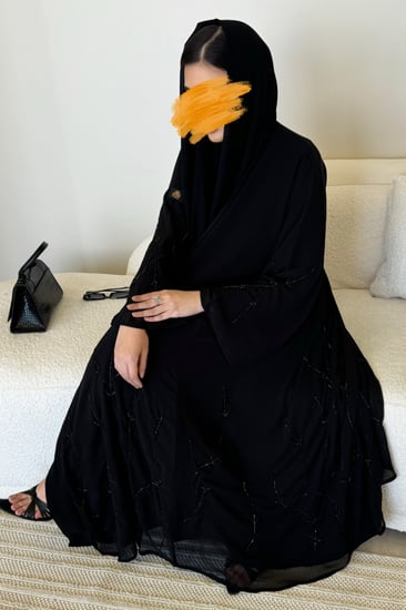 عباية دبل شيفون شك على الكم والأسفل