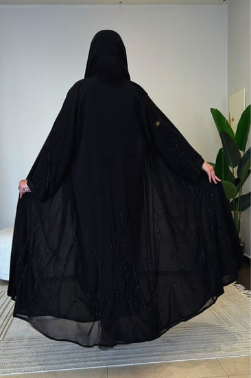 عباية دبل شيفون شك على الكم والأسفل