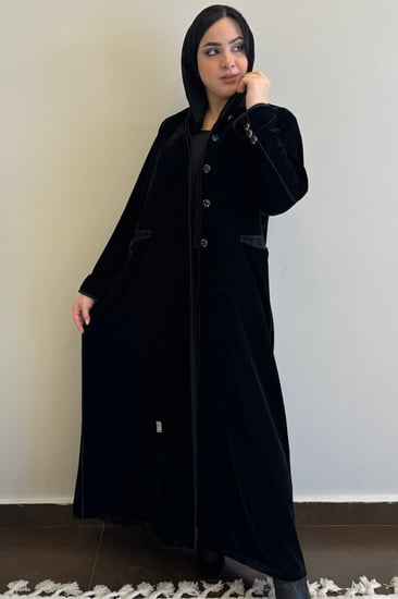 عباية مخمل رسمية بجيوب