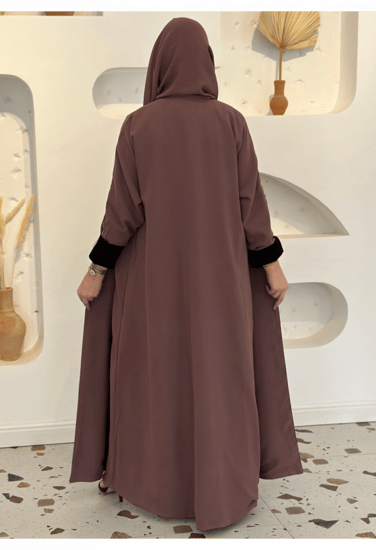 عباية وجهين ملونة اسود مع لحمي (دبل فيس )