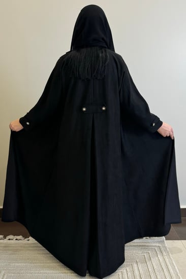 عباية شتوية رسمية من قماش الشامواه الناعم