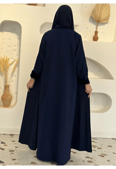 عباية وجهين ملونة اسود كحلي (دبل فيس )