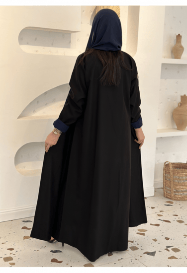 عباية وجهين ملونة اسود كحلي (دبل فيس )