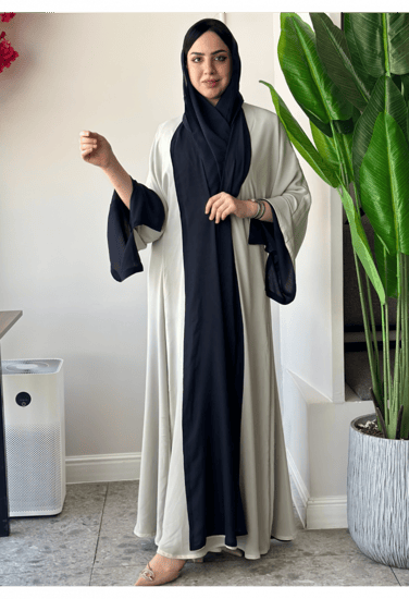 عباية دبل فيس كحلي وبيج