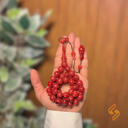 سبحة فاتوران عنابي معرق