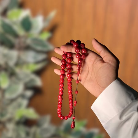 سبحة فاتوران عنابي معرق