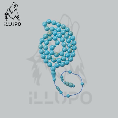 سبحة حجر بكلايت سماوي معرق - سبح فاخرة - متجر الوبو