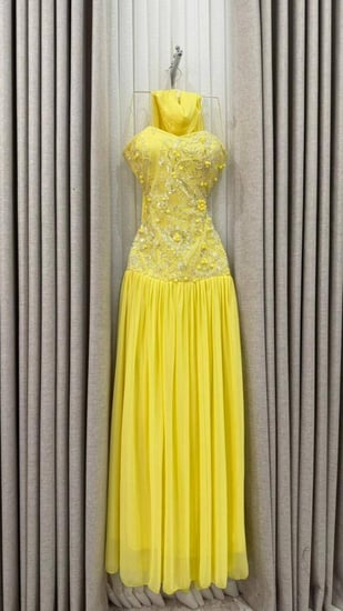 فستان سهرة ليموني