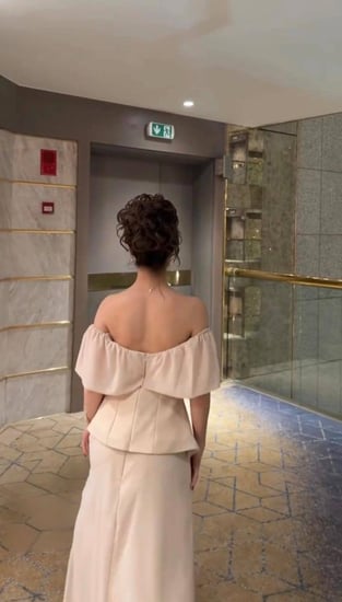 فستان سهرة مشمش ناعم