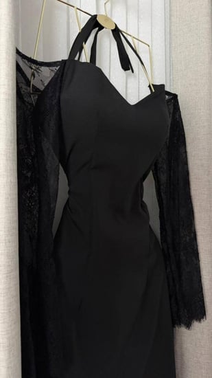 فستان سهرة أسود طويل